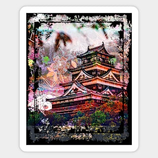 Japan Pagoda Cherry Blossoms Collage Art 68 Magnet